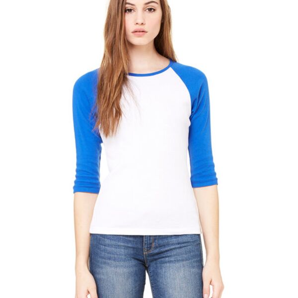 Ladies' Baby Rib 3/4-Sleeve Contrast Raglan T-Shirt Thumbnail